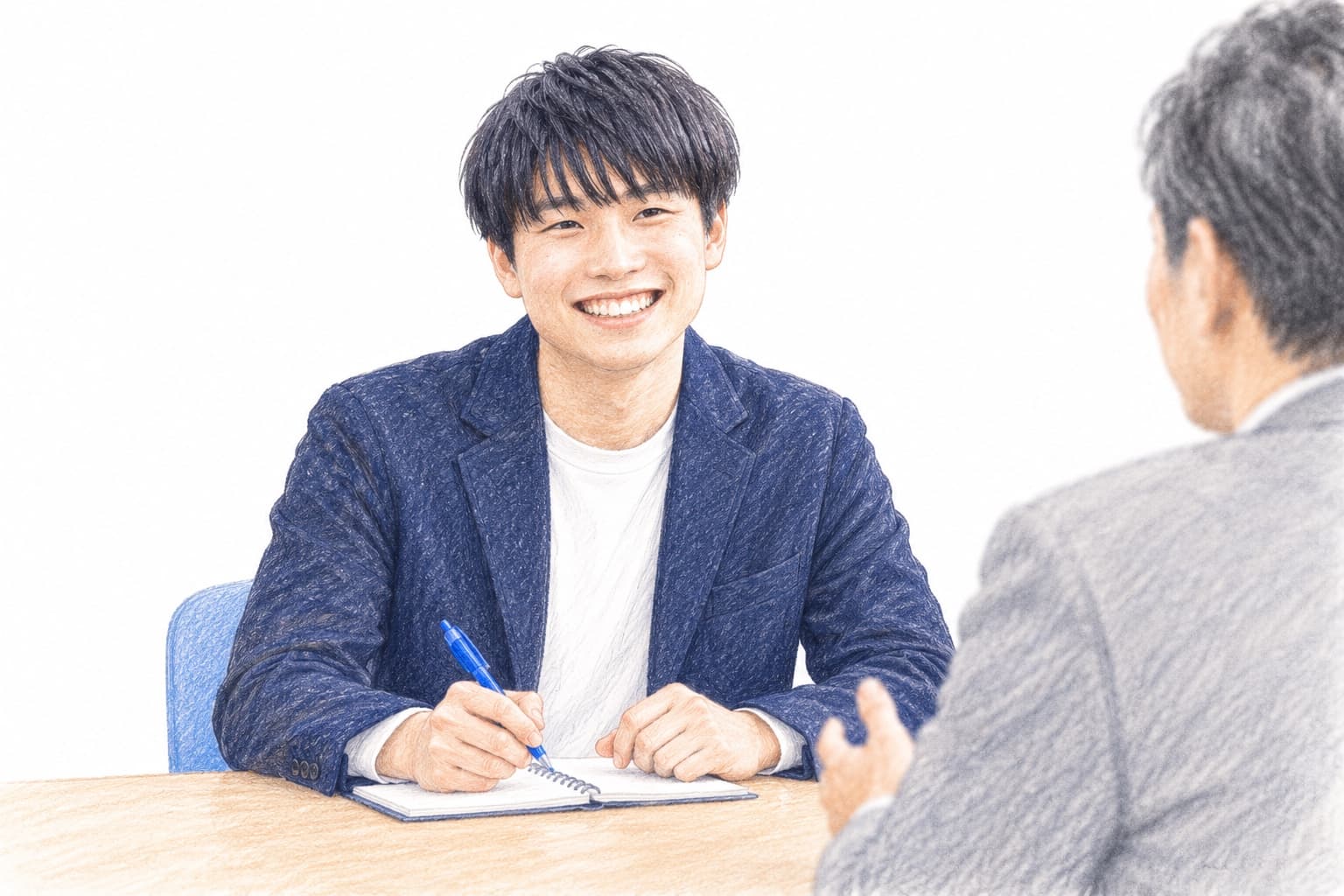 お客様の話にじっくり耳を傾ける代表・油谷のイラスト